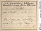Etiketten zu Stibnit (NHMW-MIN-Ak819)